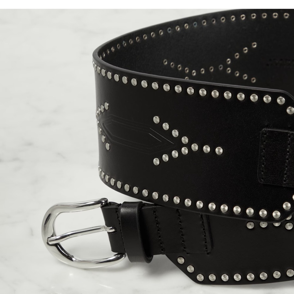 ISABEL MARANT TELMA WIDE STUDDED LEATHER BELT L/XL 90cm NWOT - Picture 7 of 16